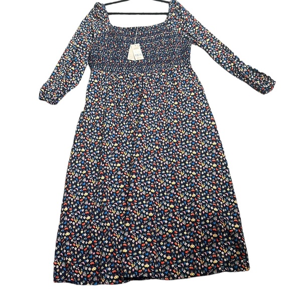 Boden floral print smocked midi dress size 16/18 - Picture 2 of 12